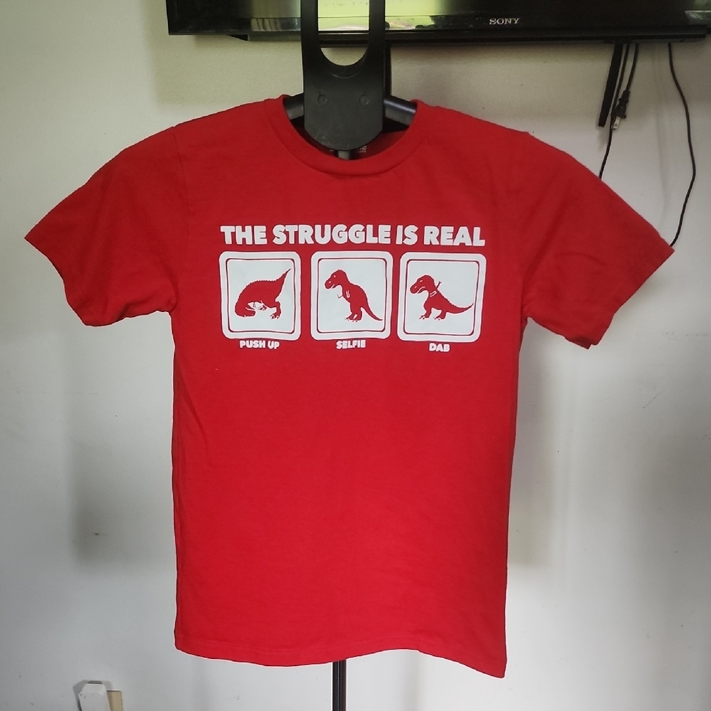 Boy's Extreme Concepts Red Graphic T-Shirt with Dinosaur Print